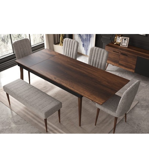 Salle à manger ROMAINE noyer et noir