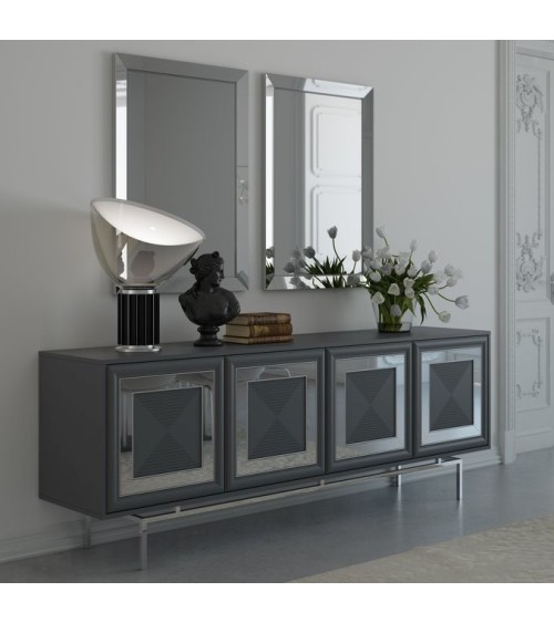 Buffet LUXEMBURG FUME 4 portes 220 cm gris