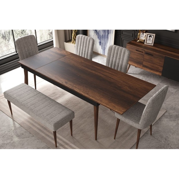 Salle à manger ROMAINE noyer et noir Salle à manger ROMAINE noyer et noir