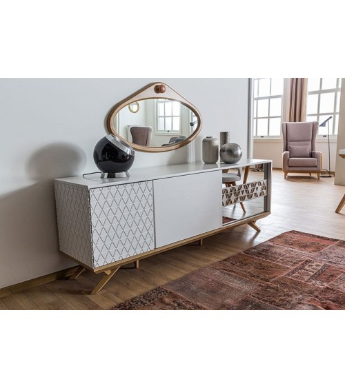 Salle à manger MONACO blanc et bois