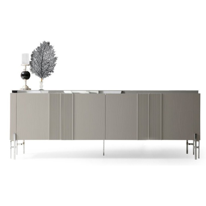 Buffet ALYA 4 portes 220 cm gris