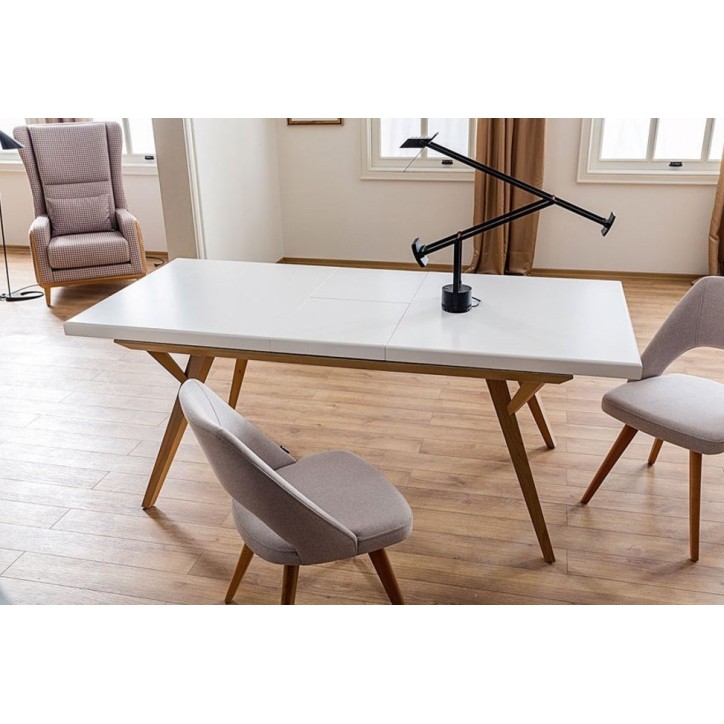 Salle à manger MONACO blanc et bois