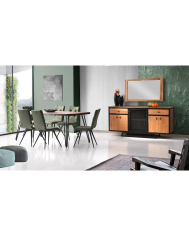 Salle à manger TIMBER bois et métal noir