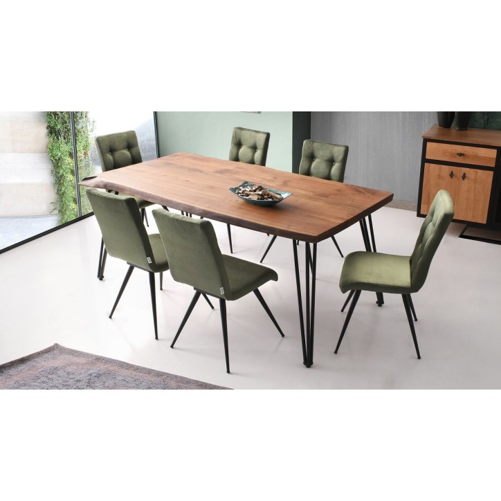 Salle à manger TIMBER bois et métal noir