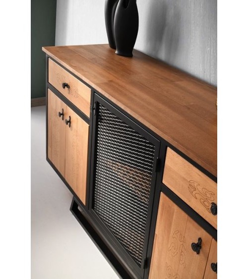 Salle à manger TIMBER bois et métal noir