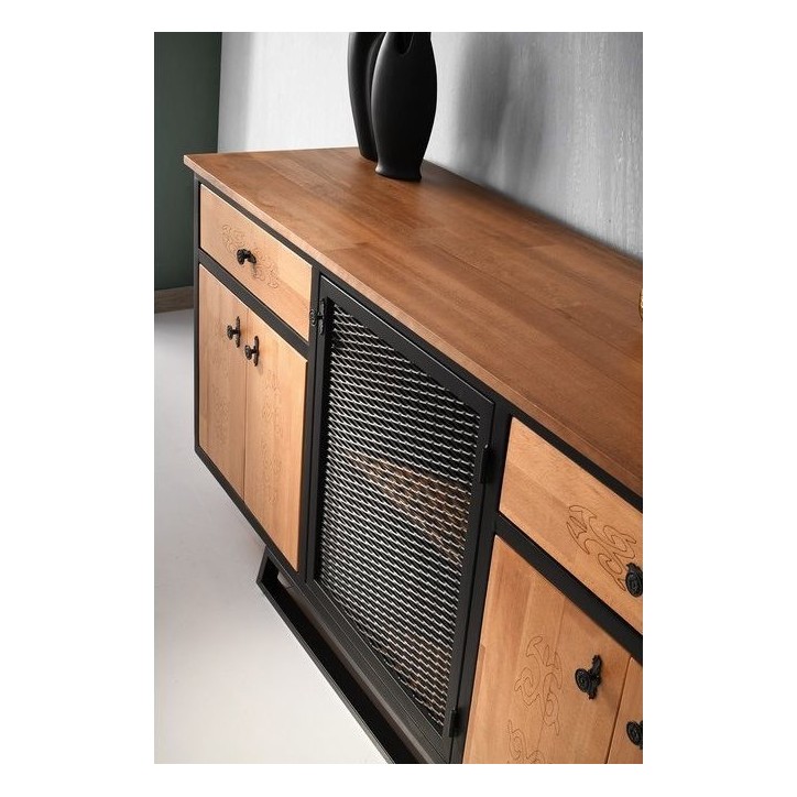 Salle à manger TIMBER bois et métal noir