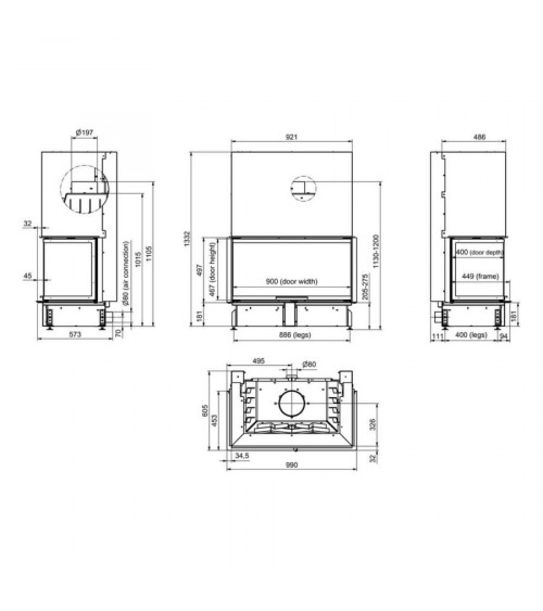 Inserto per camino 100 CM EVO U LD 8-14kW