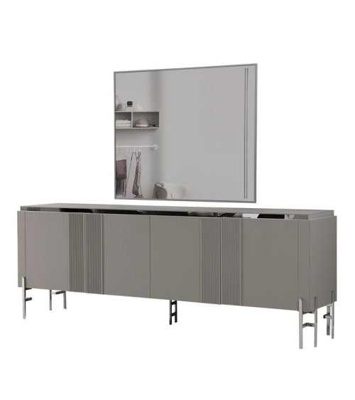 Buffet ALYA 4 portes 220 cm gris