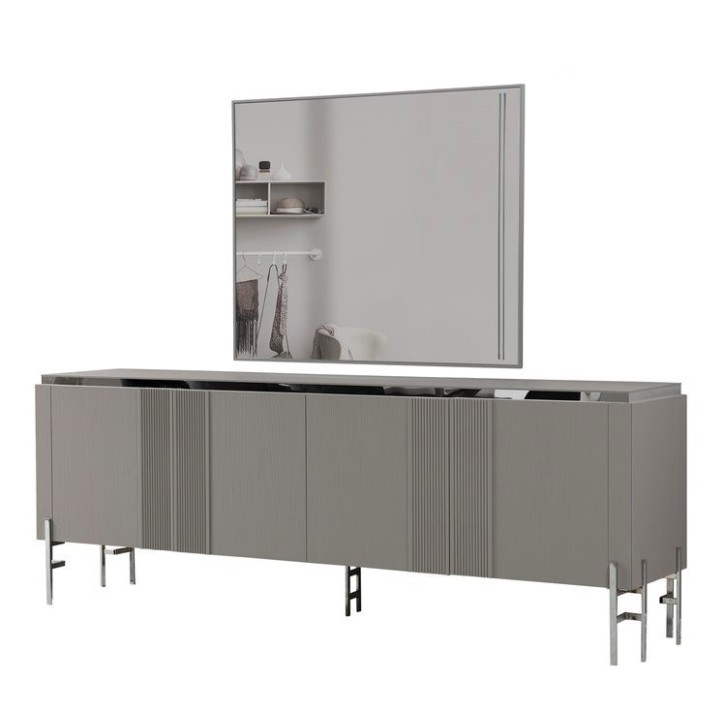 Buffet ALYA 4 portes 220 cm gris