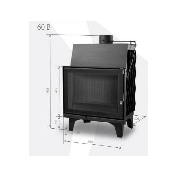 Inserto para chimenea 60 B d150 57 CM 4-6kW