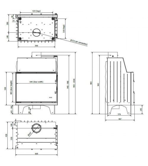 Takkasydän 68 B d150 67 CM 5-8kW