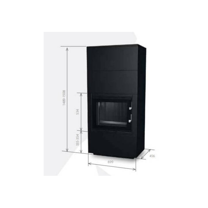 Insert de cheminée 60 B noir 1+2  79x149 CM 4-6 kW