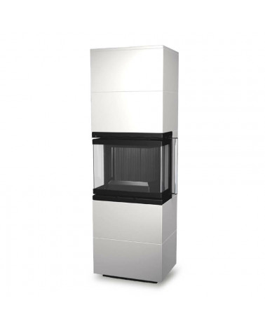 Insert de cheminée 60 BU meuble blanc 2 + 2  57x180 CM 4-6 kW
