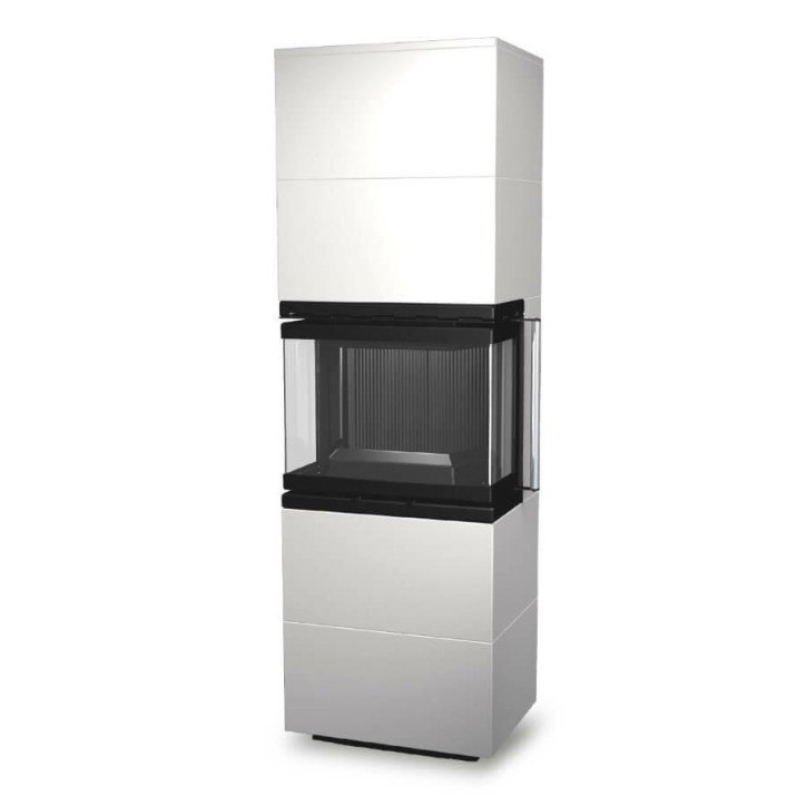 Insert de cheminée 60 BU meuble blanc 2 + 2  57x180 CM 4-6 kW