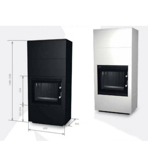 Insert de cheminée 60 BU meuble blanc 2 + 2  57x180 CM 4-6 kW