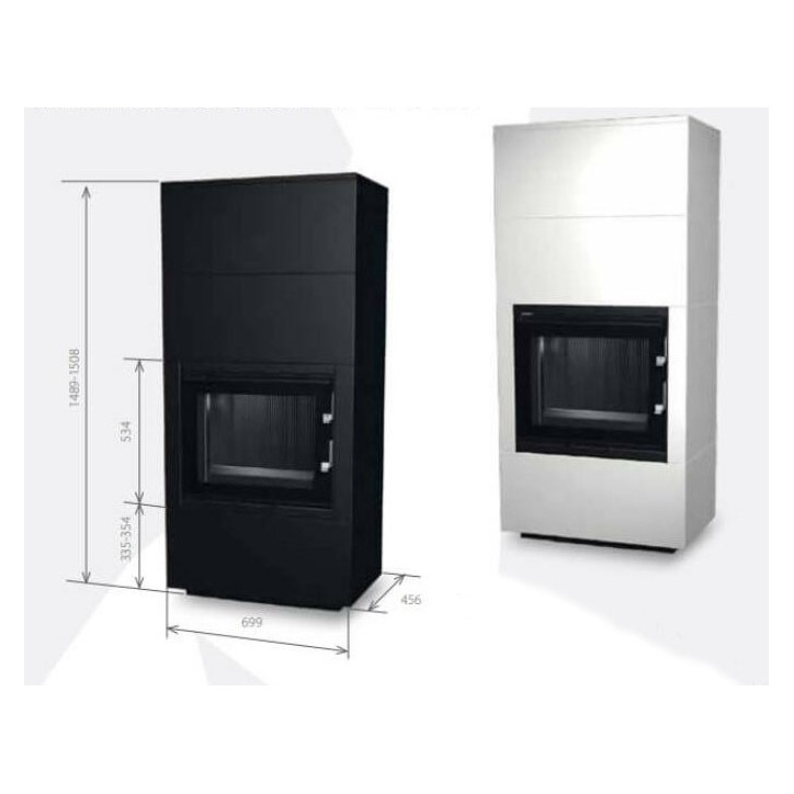 Insert de cheminée 60 BU blanc 1+2  57x180 CM 4-6 kW