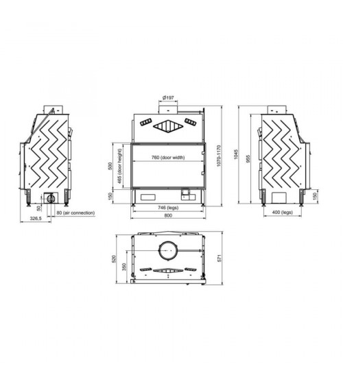 Inserto per camino 80 CM EVO 20-17kW