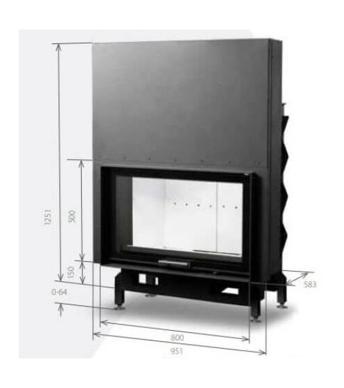 Inserto per camino 100 EVO LD d200 96 CM 10-17kW design di alto livello