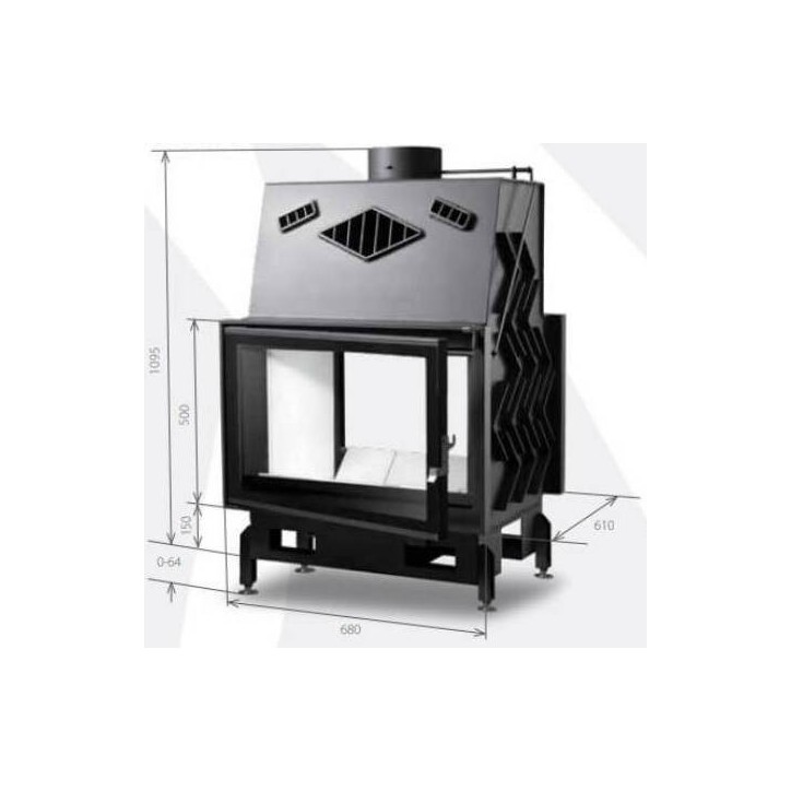 Insert de cheminée 68 CM EVO TUNNEL 7-13kW