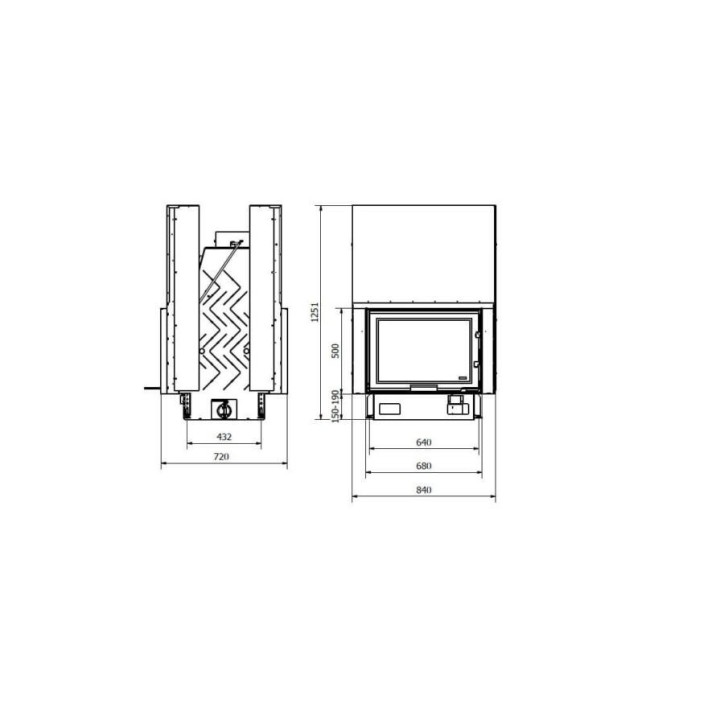 Inserto per camino a doppia faccia tunnel 80 EVO LD TUNNEL 84 CM 6-12kW design di alto livello