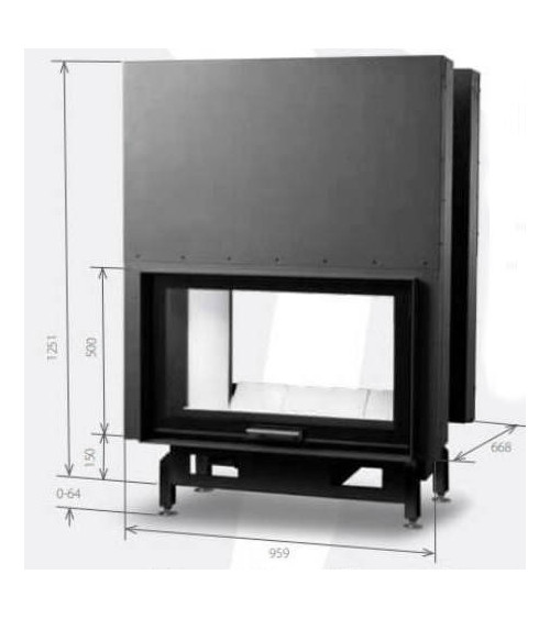 Inserto per camino a doppia faccia tunnel 130 EVO LD TUNNEL d200 126 CM 8-14kW design di alto livello