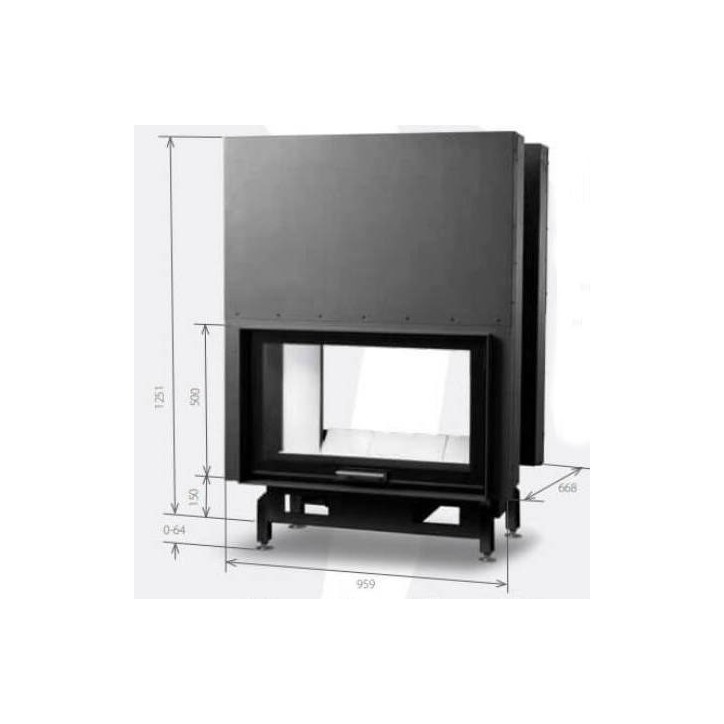 Inserto para chimenea 130 EVO LD doble cara TUNNEL d200 126 CM 8-14kW diseño de alta gama