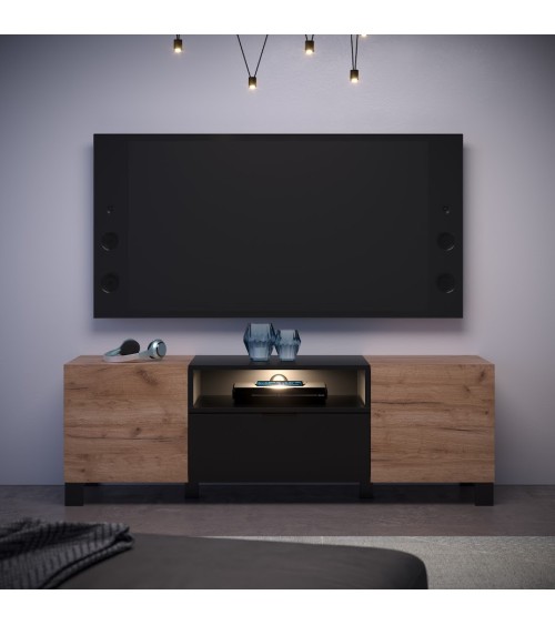 Salon complet KYOTO : table basse, meuble TV, vitrine, commode haute, (buffet)