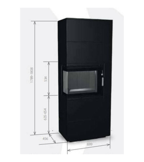 Insert de cheminée 60 BCG L noir 2+2  70x180 CM 4-6 kW
