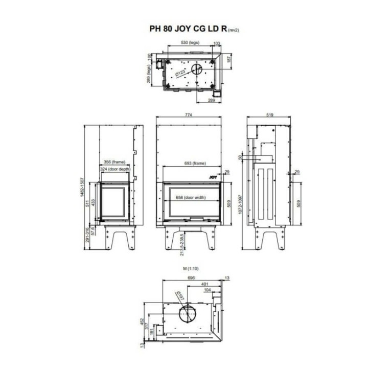 Insert de cheminée 80 JOY CG LD R d200 78 CM 4-7kW Insert de cheminée 80 JOY CG LD R d200 78 CM 4-7kW