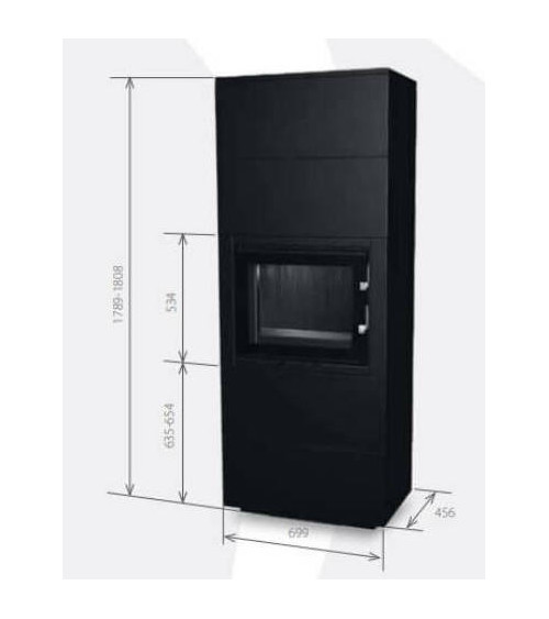 Inserto para chimenea 60 B mueble negro 2+2  70x179 CM 4-6 kW