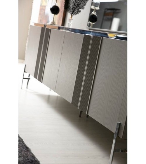 Buffet ALYA 4 portes 220 cm gris