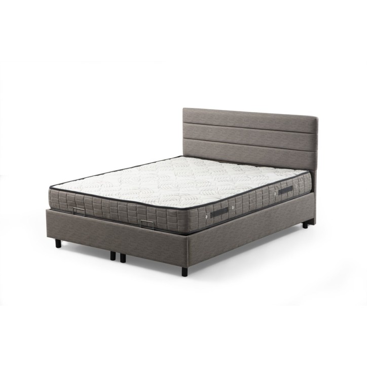 MOTYA commode + hoofdbord 160x200 cm lichtgrijs