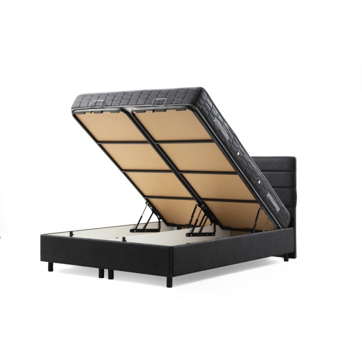Cama con almacenaje + cabecero MOTYA 160x200 cm antracita