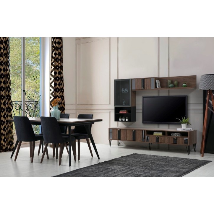 Salle à manger SOPHIA bois et miroir