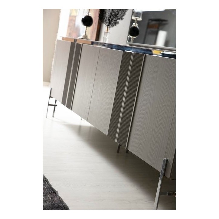 Buffet ALYA 4 portes 220 cm gris