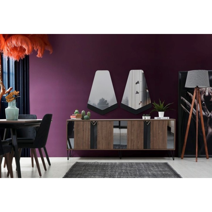 Salle à manger SOPHIA bois et miroir