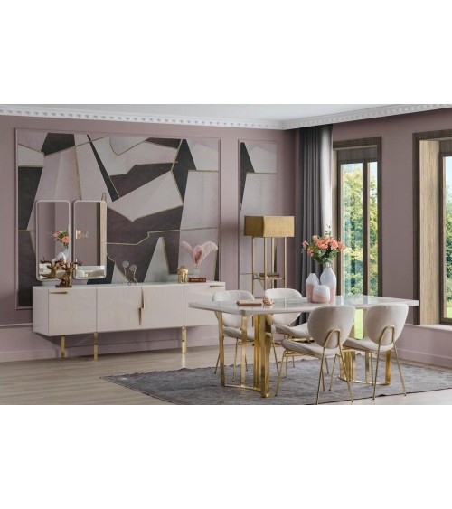 Salle à manger NETT blanc, doré et effet marbre