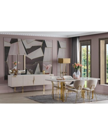 Salle à manger NETT blanc, doré et effet marbre