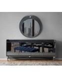 Buffet PUMA 4 portes + miroir 203 cm gris et miroir