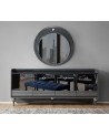 Buffet PUMA 4 portes + miroir 203 cm gris et miroir