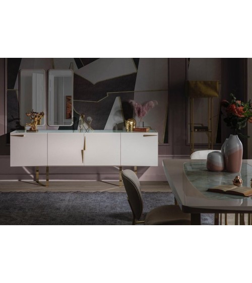 Salle à manger NETT blanc, doré et effet marbre