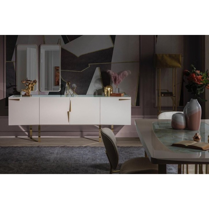 Salle à manger NETT blanc, doré et effet marbre