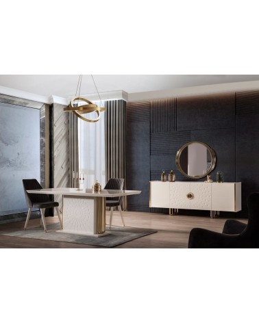 Salle à manger GOLDSTAR blanc et métal doré