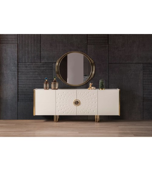 Salle à manger GOLDSTAR blanc et métal doré