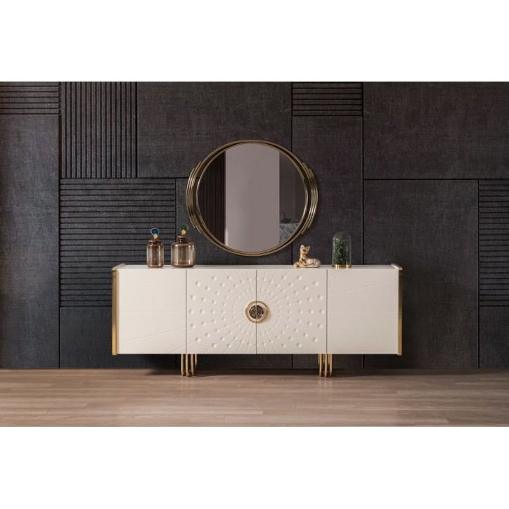 Salle à manger GOLDSTAR blanc et métal doré