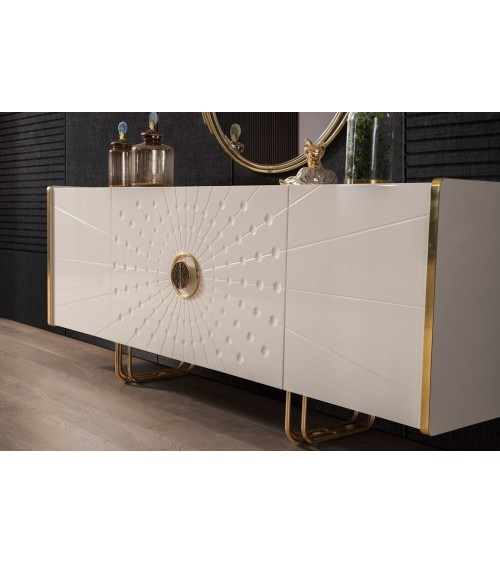 Salle à manger GOLDSTAR blanc et métal doré