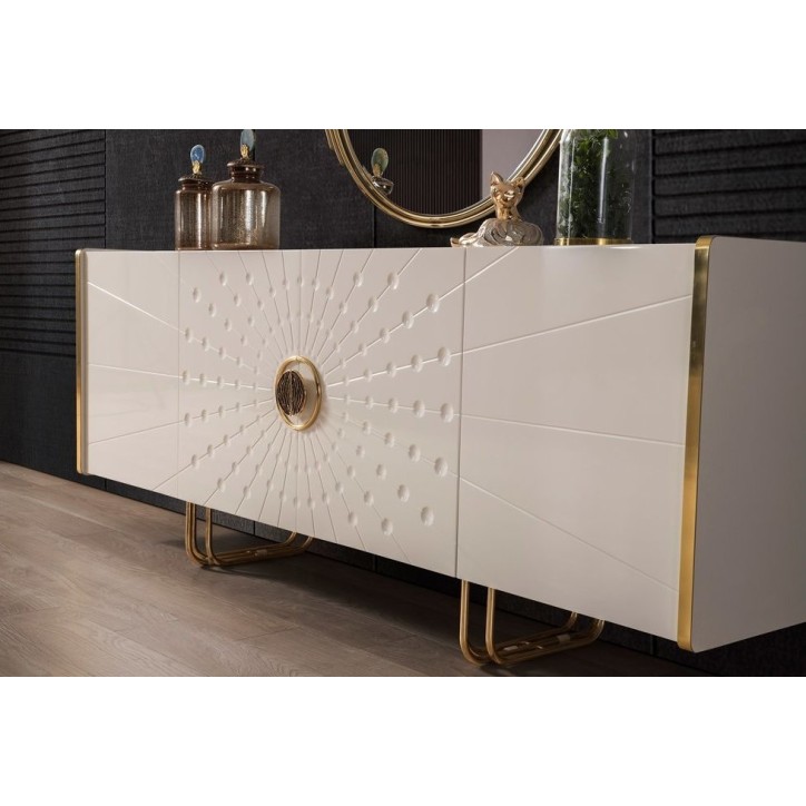 Salle à manger GOLDSTAR blanc et métal doré