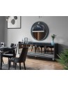 Buffet PUMA 4 portes + miroir 203 cm gris et miroir