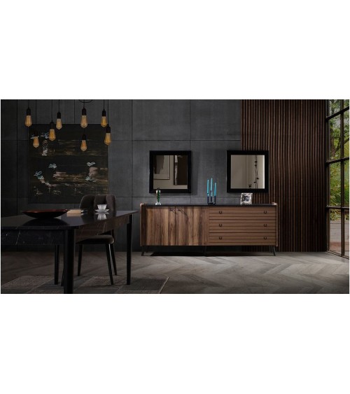 Salle à manger TAR bois et effet marbre noir