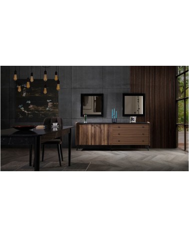 Salle à manger TAR bois et effet marbre noir